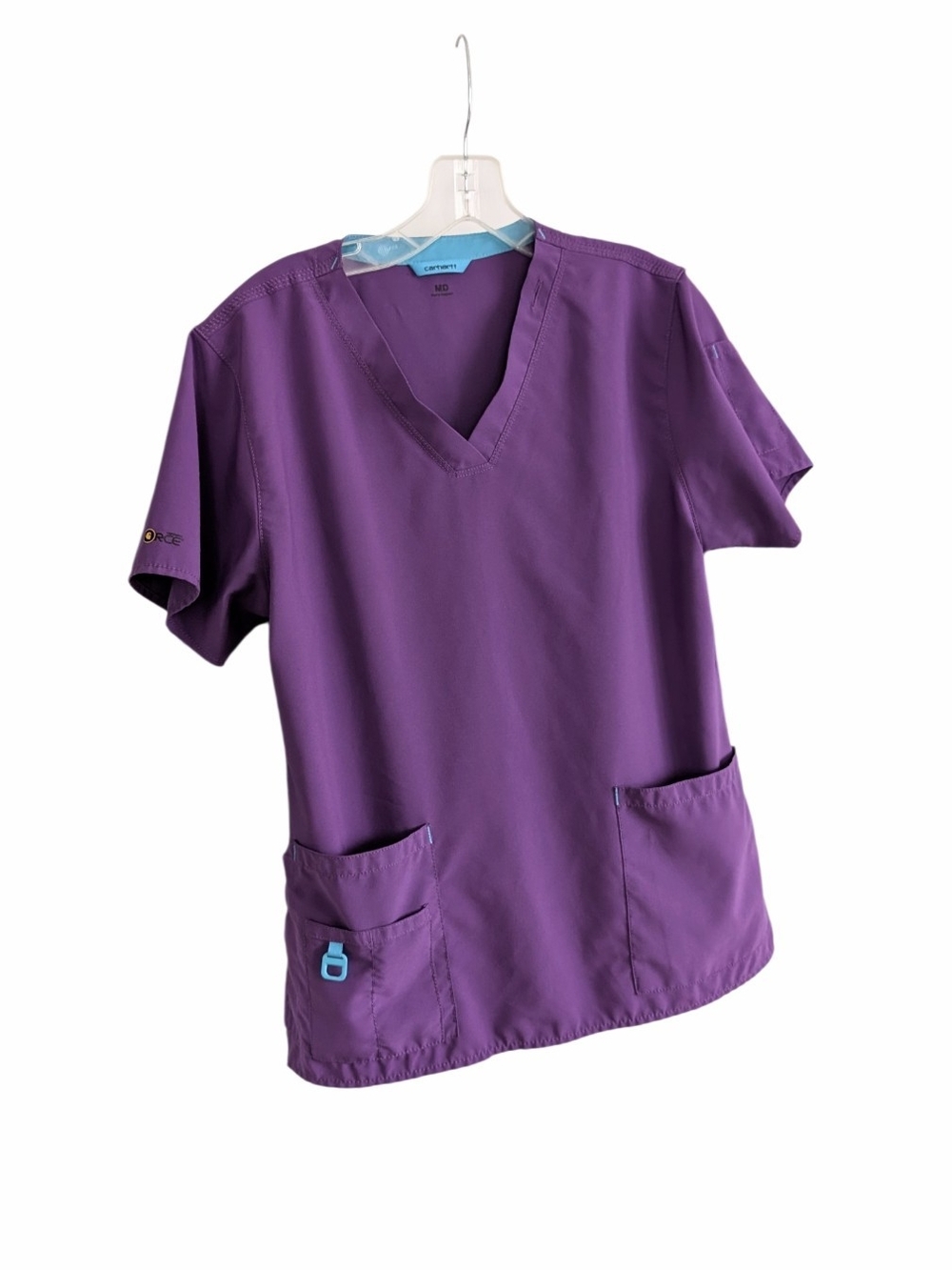 Carhartt Force Violet V-Neck Scrub Top Aqua Trim, Medium